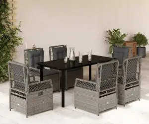 vidaXL Set mobilier de grădină cu perne, 7 piese gri deschis poliratan