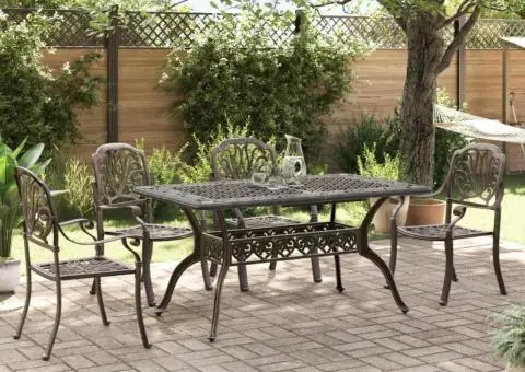 Set mobilier de grădină, 5 piese, bronz, aluminiu turnat - 1/5