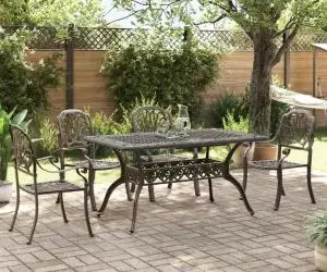 vidaXL Set mobilier de grădină, 5 piese, bronz, aluminiu turnat