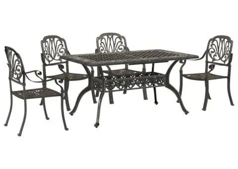 Set mobilier de grădină, 5 piese, bronz, aluminiu turnat - 2/5