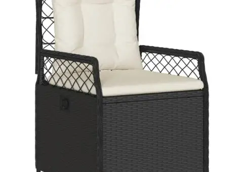 Set mobilier de grădină cu perne, 5 piese, negru, poliratan - 3/5