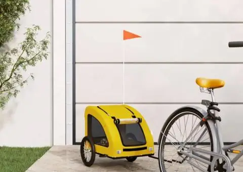 Remorcă de bicicletă animale companie galben textil oxford/fier - 1/5