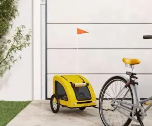 vidaXL Remorcă de bicicletă animale companie galben textil oxford/fier