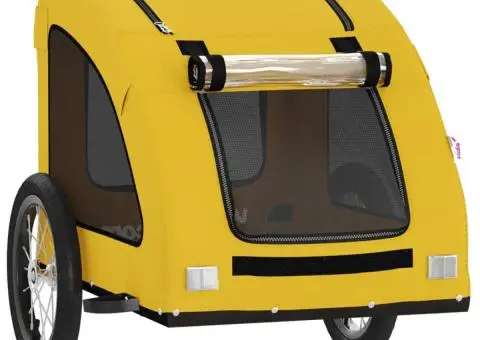 Remorcă de bicicletă animale companie galben textil oxford/fier - 5/5