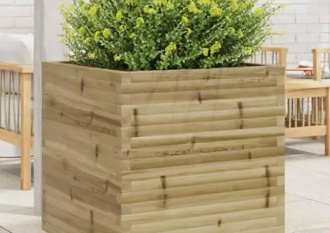 Jardinieră de grădină, 70x70x72,5 cm, lemn de pin impregnat - 1/5