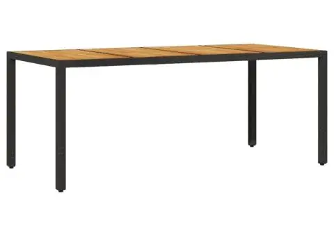 Set mobilier grădină perne 9 piese negru poliratan/lemn acacia - 4/5
