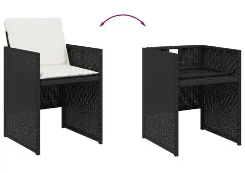 Set mobilier de grădină cu perne, 15 piese, negru, poliratan - 5/5