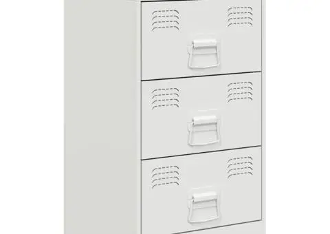 Noptieră, alb, 34,5x39x62 cm, oțel - 4/5