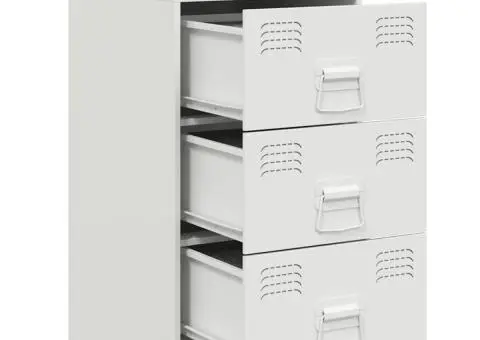 Noptieră, alb, 34,5x39x62 cm, oțel - 5/5