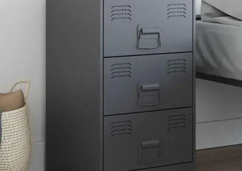 Noptieră, antracit, 34,5x39x62 cm, oțel - 1/5