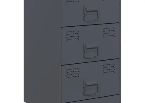 Noptieră, antracit, 34,5x39x62 cm, oțel - 2/5