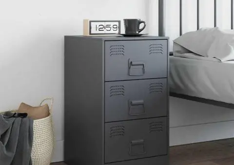 Noptieră, antracit, 34,5x39x62 cm, oțel - 3/5