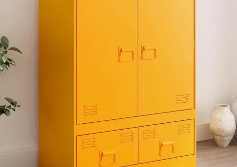 Noptieră, galben muștar, 67x39x95 cm oțel - 1/5