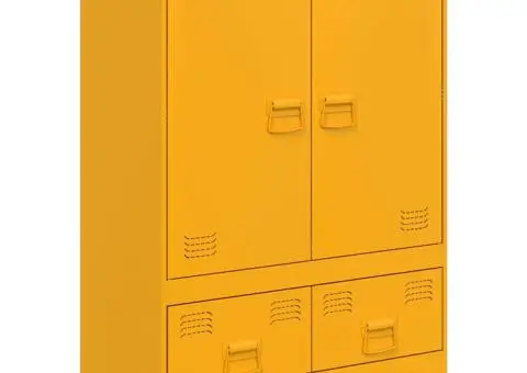 Noptieră, galben muștar, 67x39x95 cm oțel - 2/5