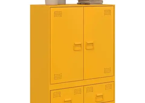 Noptieră, galben muștar, 67x39x95 cm oțel - 4/5