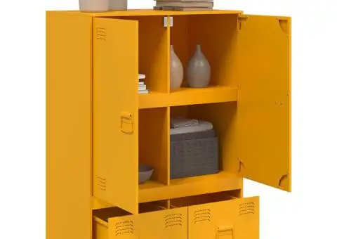 Noptieră, galben muștar, 67x39x95 cm oțel - 5/5