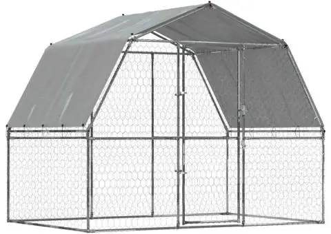 Cușcă de câini cu acoperiș și ușă, argintiu, oțel galvanizat - 2/5