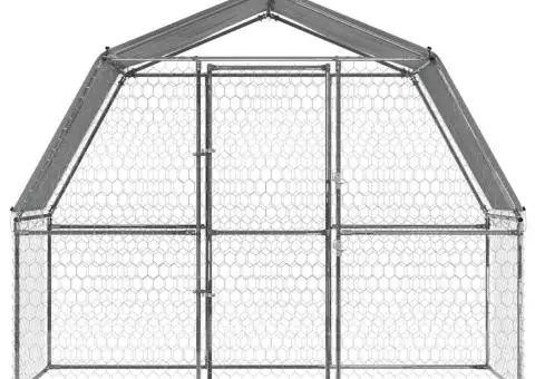Cușcă de câini cu acoperiș și ușă, argintiu, oțel galvanizat - 4/5