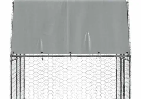 Cușcă de câini cu acoperiș și ușă, argintiu, oțel galvanizat - 5/5