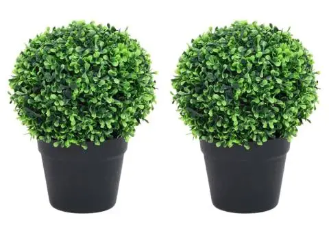 Plante artificiale cimișir cu ghiveci, 2 buc. verde 37 cm minge - 1/5