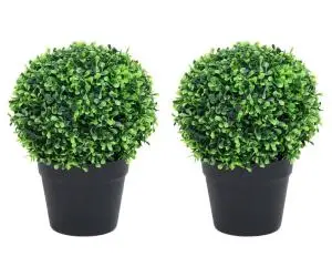 vidaXL Plante artificiale cimișir cu ghiveci, 2 buc. verde 37 cm minge
