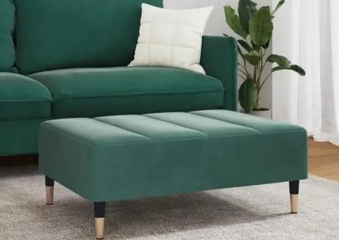 Taburet, verde închis, 77x55x31 cm, catifea - 3/5