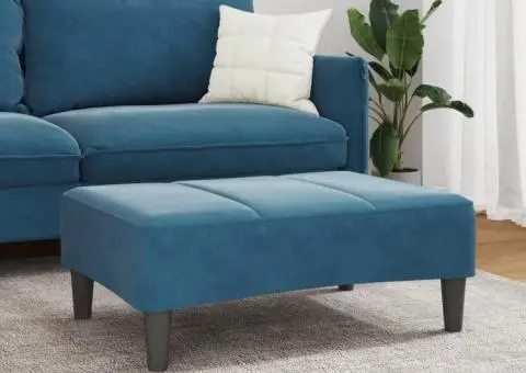 Taburet, albastru, 77x55x31 cm, catifea - 3/5