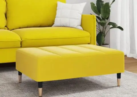 Taburet, galben, 77x55x31 cm, catifea - 3/5