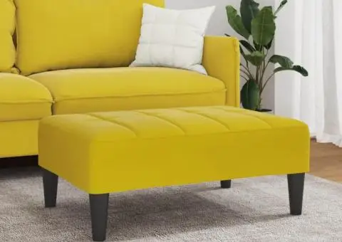 Taburet, galben, 77x55x31 cm, catifea - 3/5