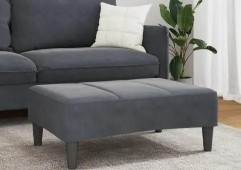 Taburet, gri închis, 77x55x31 cm, catifea - 3/5