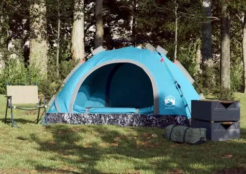 Cort de camping pentru 2 persoane, setare rapidă, albastru - 3/5