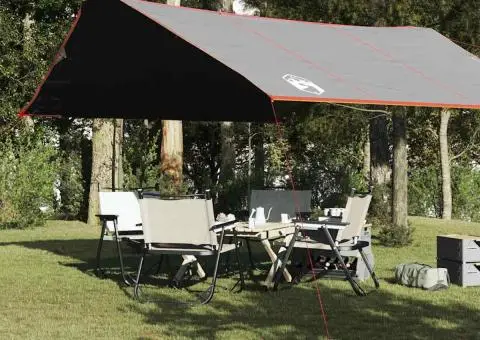 Prelată de camping, gri și portocaliu, 420x440 cm, impermeabilă - 1/5