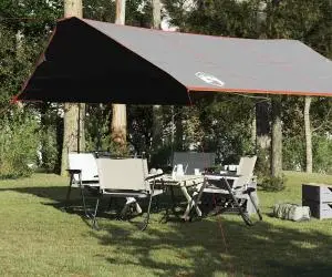 vidaXL Prelată de camping, gri și portocaliu, 420x440 cm, impermeabilă