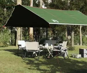 vidaXL Prelată de camping, verde, 420x440 cm, impermeabilă