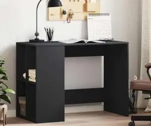 vidaXL Birou, negru, 102x50x75 cm, lemn prelucrat