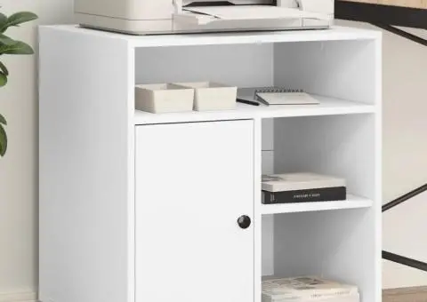 Suport pentru imprimantă cu roți, alb, 60x50x67 cm - 1/5