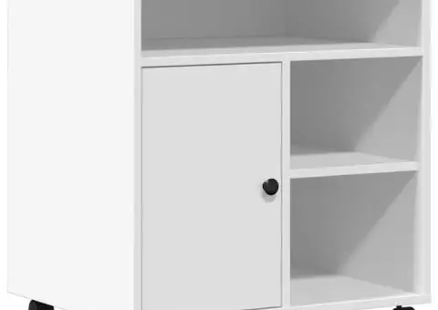 Suport pentru imprimantă cu roți, alb, 60x50x67 cm - 2/5