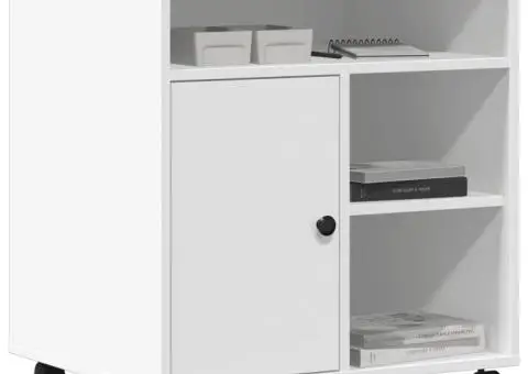 Suport pentru imprimantă cu roți, alb, 60x50x67 cm - 4/5