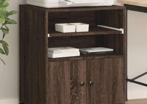 Suport pentru imprimantă cu roți, stejar maro, 60x48x74 cm - 1/5