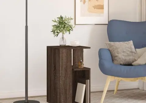 Măsuță laterală, stejar maro, 35x35x60 cm, lemn compozit - 3/5