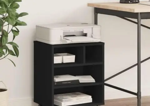 Suport pentru imprimantă cu roți, negru, 41x32x48 cm - 3/5