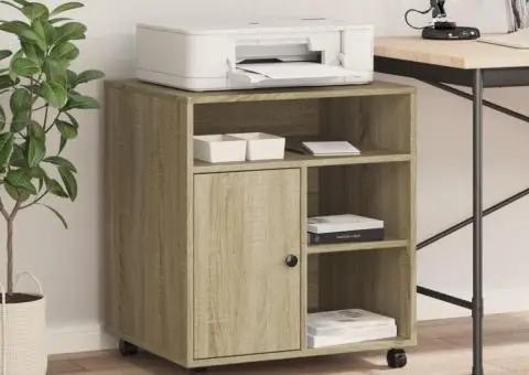 Suport pentru imprimantă cu roți, stejar sonoma, 60x50x67 cm - 3/5