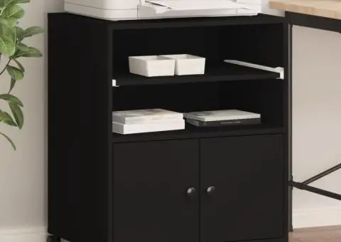 Suport pentru imprimantă cu roți, negru, 60x48x74 cm - 1/5