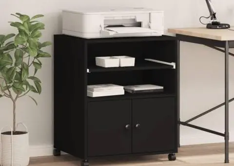 Suport pentru imprimantă cu roți, negru, 60x48x74 cm - 3/5