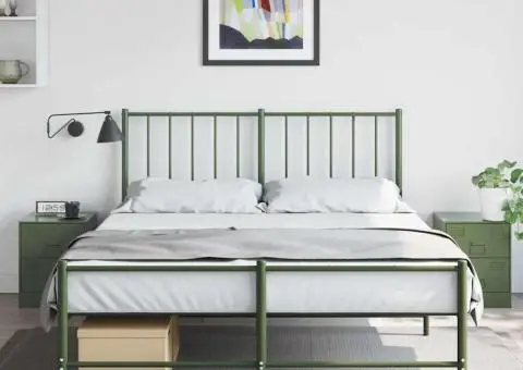 Noptiere, 2 buc., verde, 34,5x39x44 cm, oțel - 1/5