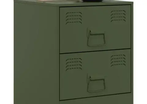 Noptiere, 2 buc., verde, 34,5x39x44 cm, oțel - 3/5