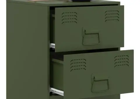 Noptiere, 2 buc., verde, 34,5x39x44 cm, oțel - 4/5