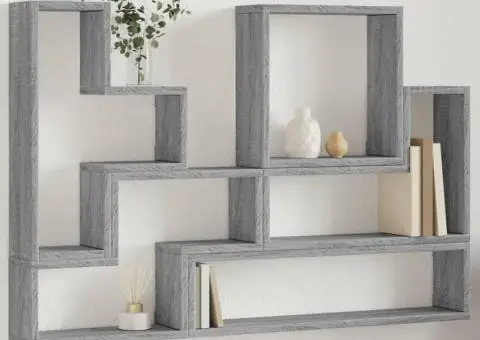 Raft de perete, gri sonoma, 96x12x64 cm, lemn prelucrat - 1/5