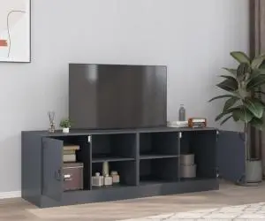vidaXL Comodă TV, 2 buc., antracit, 67x39x44 cm, oțel