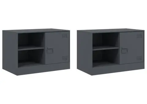 Comodă TV, 2 buc., antracit, 67x39x44 cm, oțel - 2/5